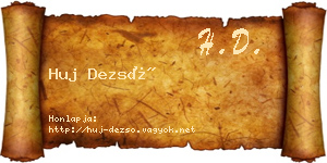 Huj Dezső névjegykártya